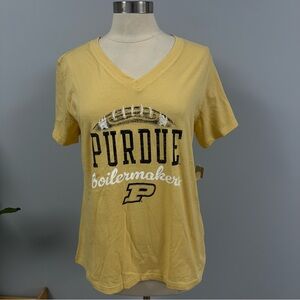 NWT Purdue Boilermakers Fitted T-shirt Womens L Yellow V-neck Pro Edge Tee